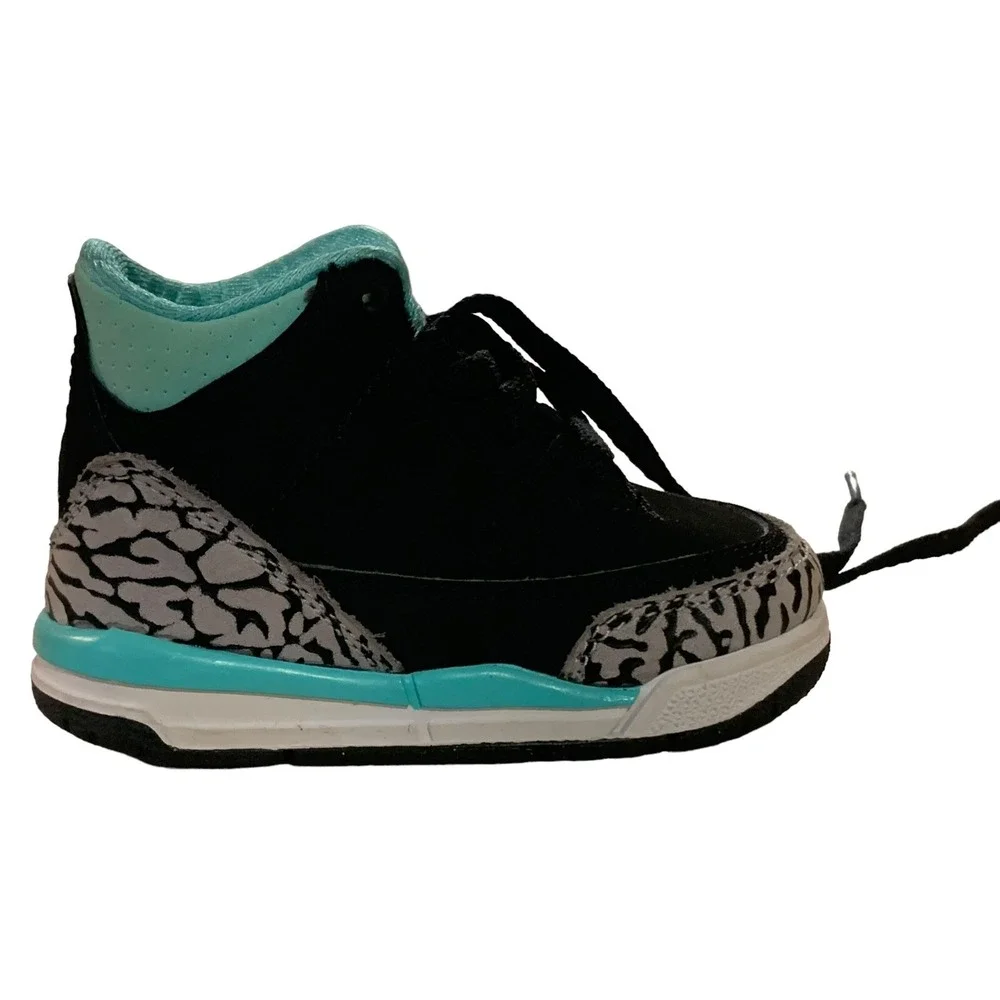 Nike Air Jordan 3 Retro BT Bleached Turquoise Shoes 654964-045‎ Toddlers Size 4C